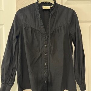 AnthropBlack Button-Up Blouse